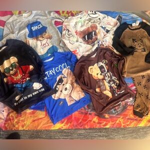 Boys size 8 Graphic Bear Print long sleeve & pj bundle